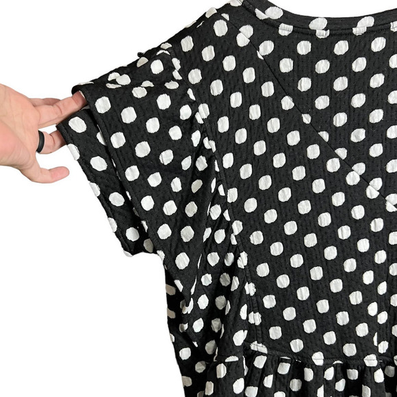 Anthropologie Eva Franco Polka Dot Black/White Quilted Asymmetrical Top Retro L - Picture 6 of 7